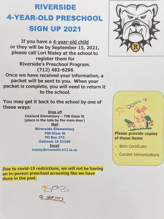 Preschool Sign Up Information 2021