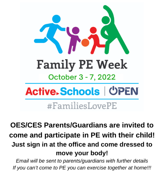 Family PE Week - October 3-7
